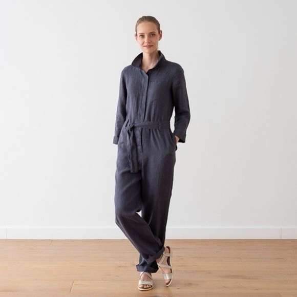 $268 UNSUBSCRIBED 100% Silk Utility Long Sleeves Jumpsuit NWOT SMALL - Picture 1 of 7